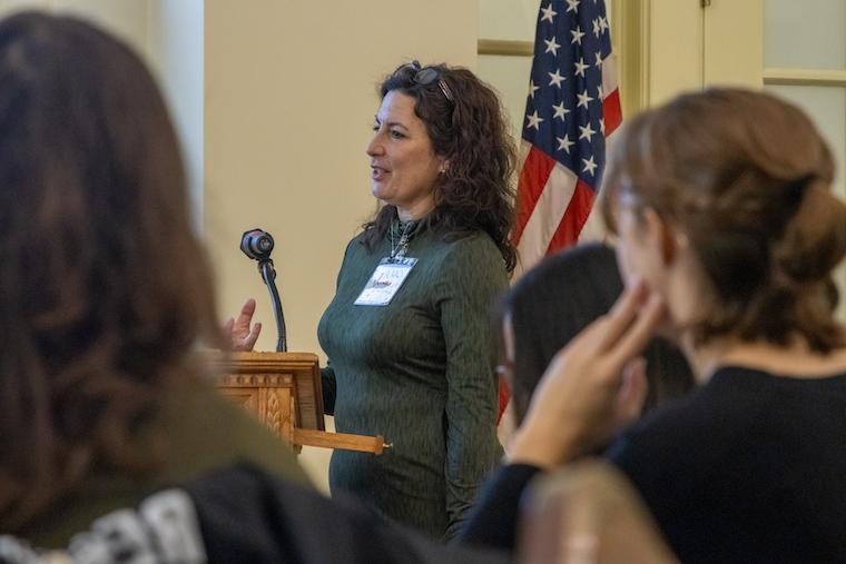 Author and speaker Lara Schwartz led students in discussions during the PEN America Student Colloquium.